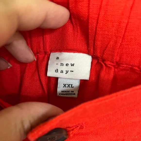 A New Day Red Linen A-line Skirt - Picture 6 of 6